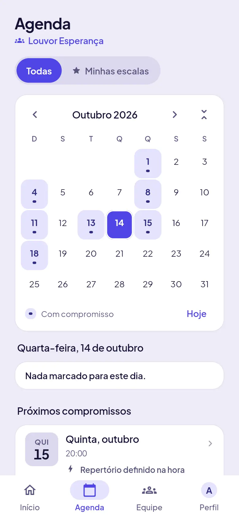 Agenda com o calendário do mês